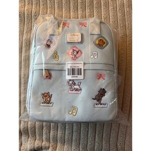 Disney Loungefly Aristocats Marie Canvas Embroidered Mini Backpack Blue New